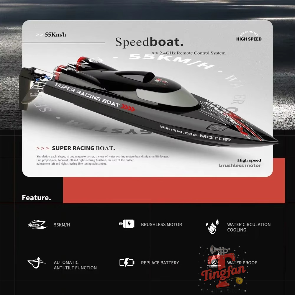 WLtoys WL916 WL912A RC Boat 2.4Ghz 55KMH Brushless High Speed Racing Boat 2200mAh Remote Control