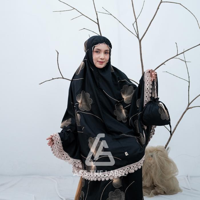 ORIGINAL ASSTHELABEL - Mukena Dewasa Katun Premium Full Bordir Mukenah 2in1 Renda Mewah Mukenah