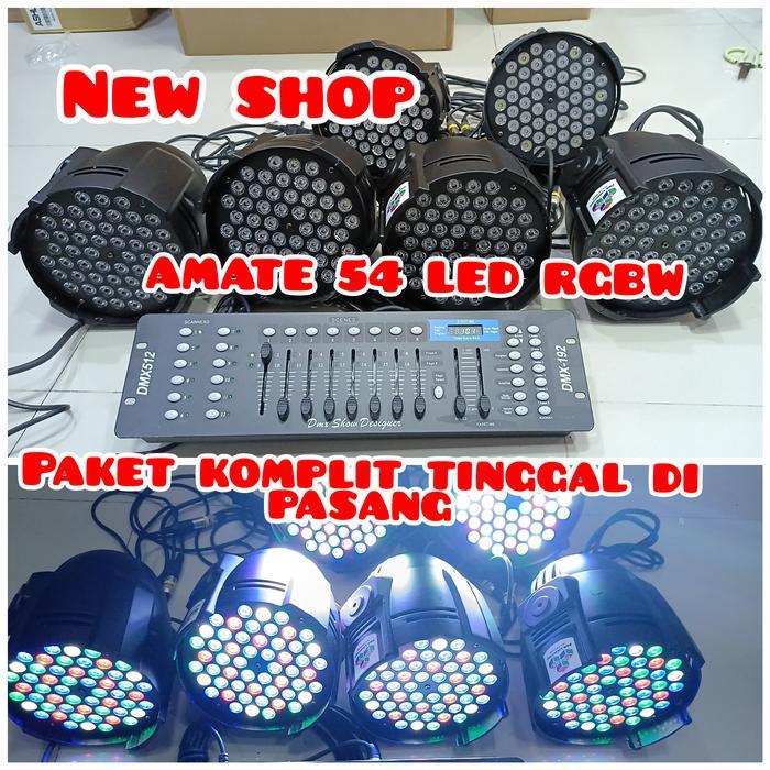 Lampu Panggung Paket 6 Buah Parled AMATE + Mixer Lighting DMX Komplit