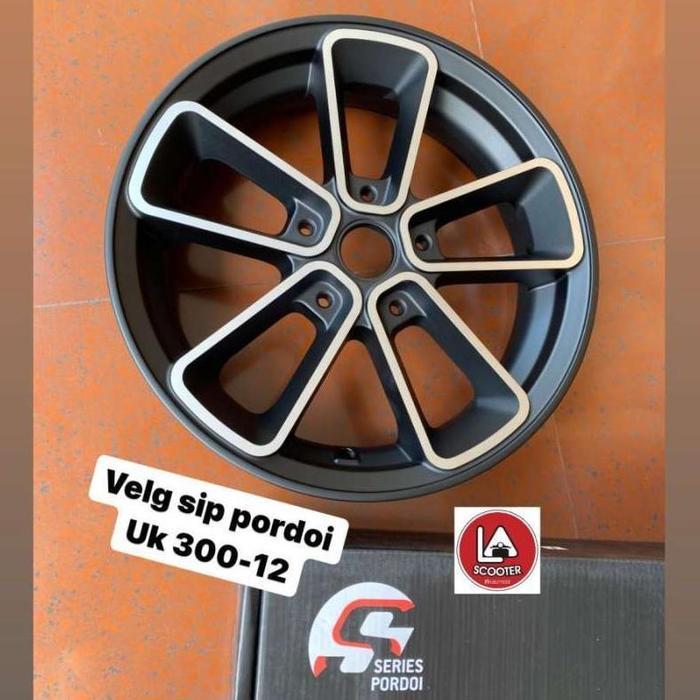 Velg sip pordoi 300-12" (black polish) utk vespa matic / PX