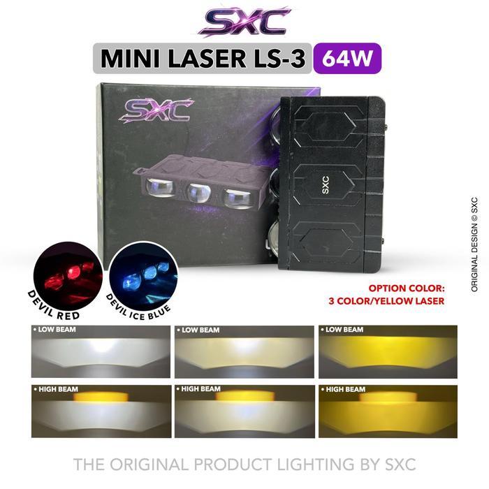 TERBARU LS3 LASER LAMPU TEMBAK BILED SLIM 3 MATA LASER 3 WARNA BLUELENS MINI LASER 3 MATA CAHAYA