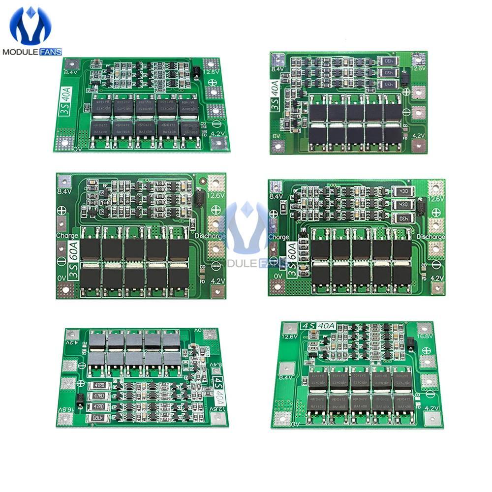 3S/4S Bms Balance 20A 30A 40A 60A 12V/24V Li-ion Lithium Battery Charger Protection Board 18650 BMS