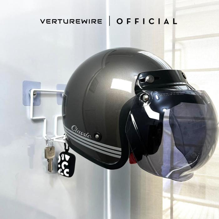 ASLI VERTUREWIRE Gantungan Helm Multifungsi / Rak Helm Topi Besi Dinding Kunci finishing Plastik