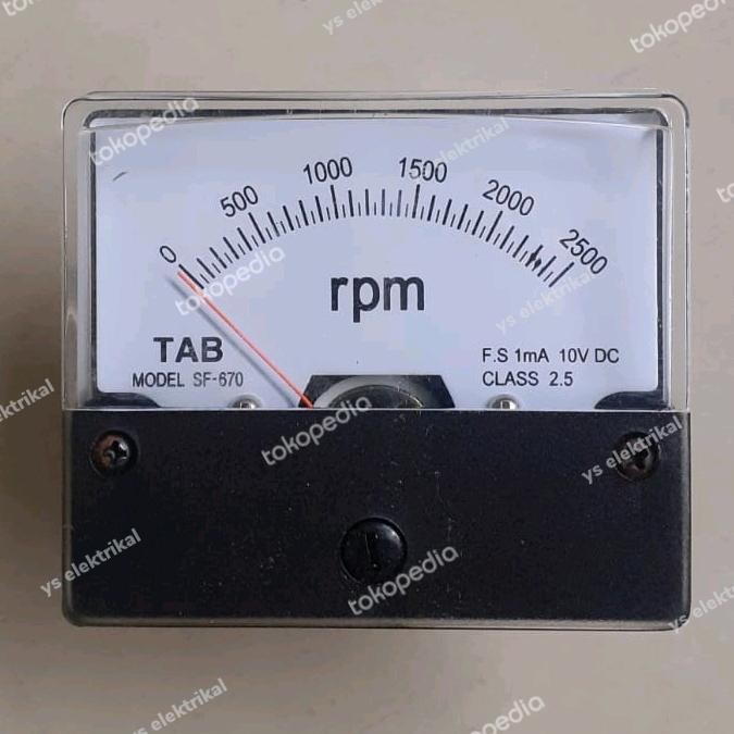 RPM Meter Analog 0-2500 RPM 1 mA 10 V DC Tachometer