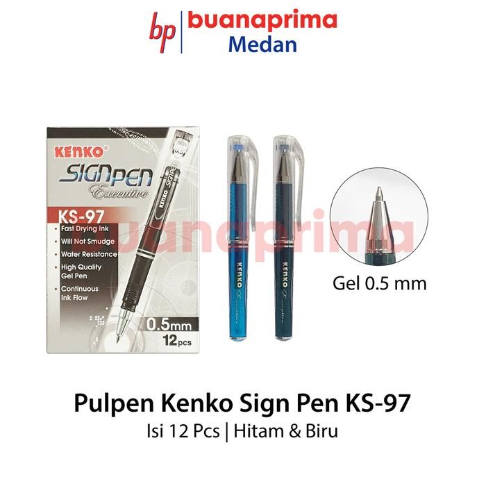 Pulpen SIGN PEN KENKO KS-97 1 Box Isi 12 Pcs Tip 0.5 mm Gel Pena Cair Ballpen