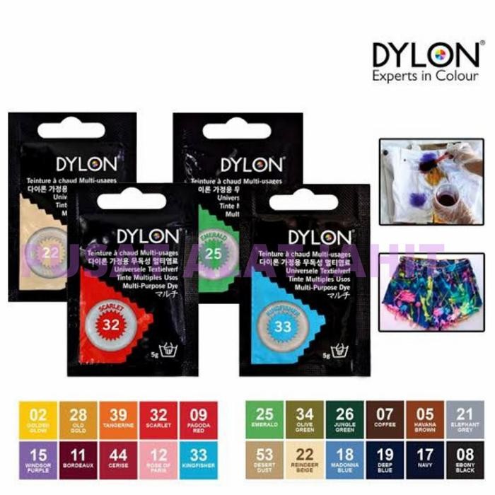 tvkj- Dylon Dilon Wantek Pewarna Pakaian Tekstil Textile Kain Baju Kancing