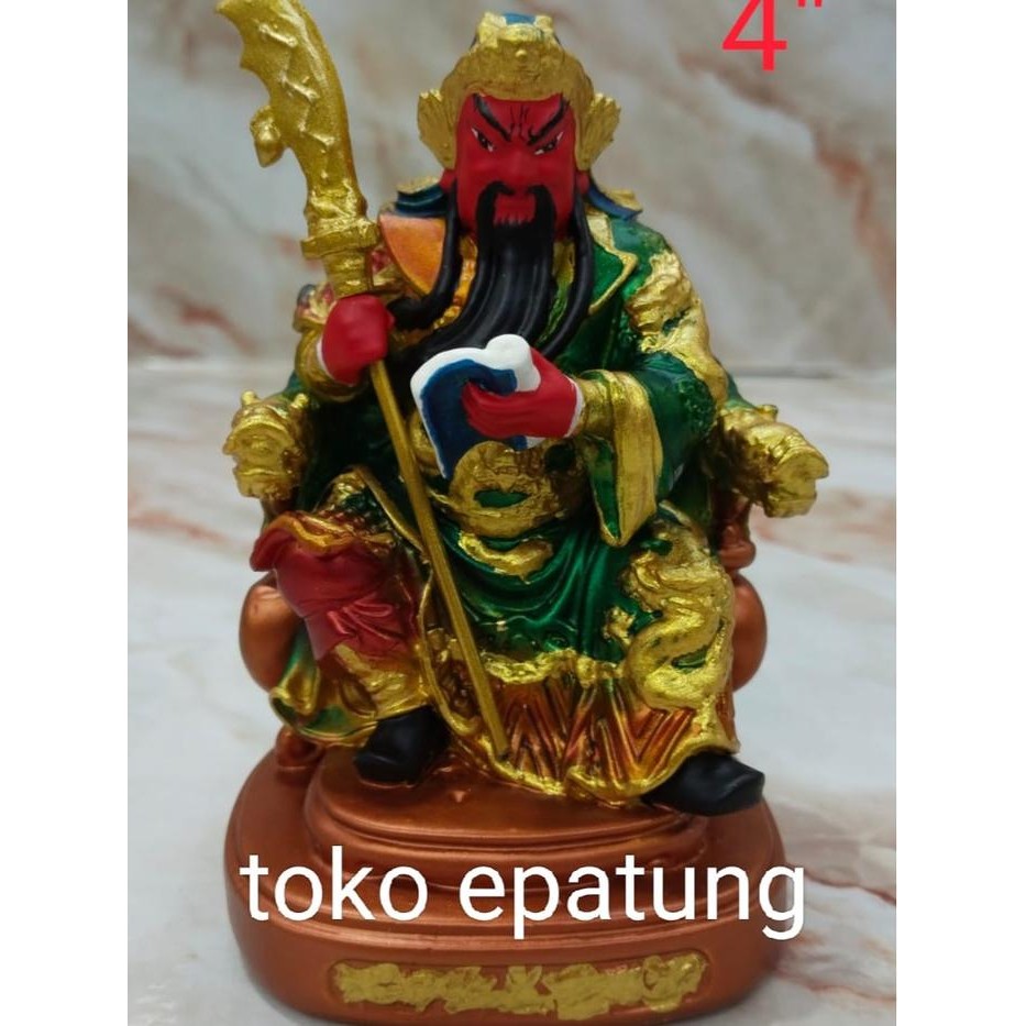 patung dewa kwan kong / kwan kung - duduk - fiber - 4 inch - l2