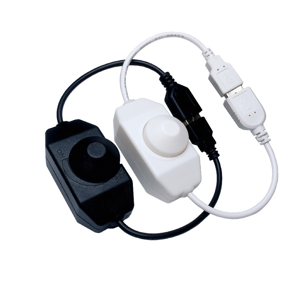 DC5V USB Knob Dimmer For LED Strip White/Black 0-100% PWM Manual Knob LED Controller USB 5V Lighting