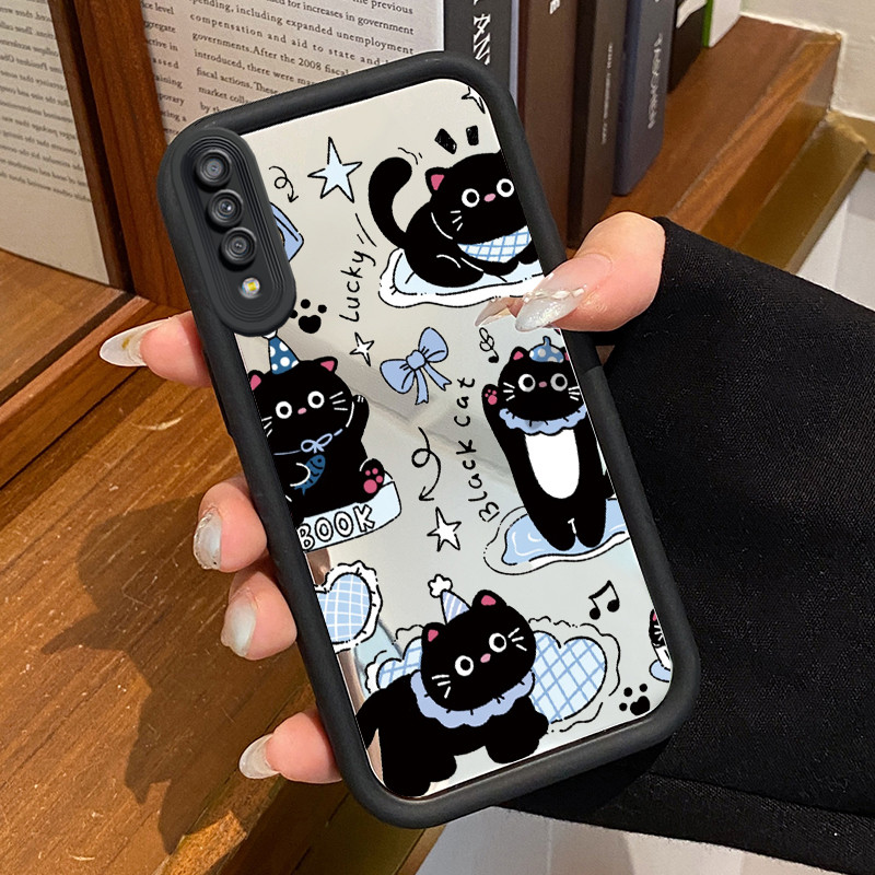 Casing Hp Samsung Galaxy A7 2018 Case Casing Kucing Hitam HP pola Kesing Kasing cermin Cesing Siliko