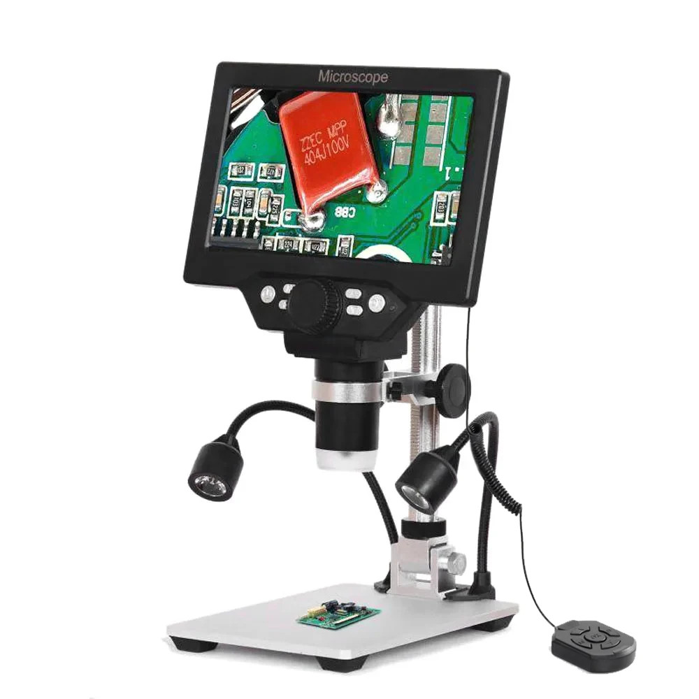 G1200 7-Inch Digital Microscope 1200x Continuous Zoom HD 12MP Industry Microscope Adjustable Stand