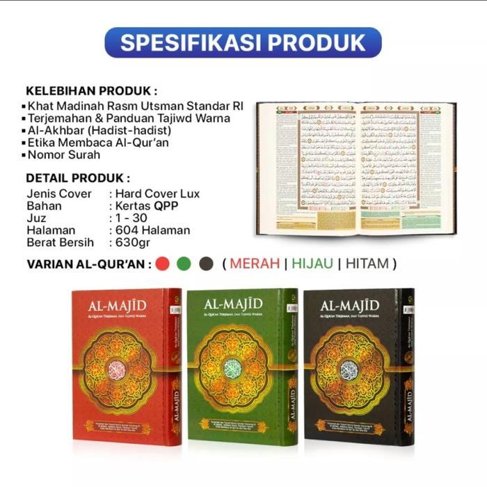 AL-QURAN AL MAJID A5 TERJEMAH DAN TAJWID WARNA - BERAS PUBLISHING