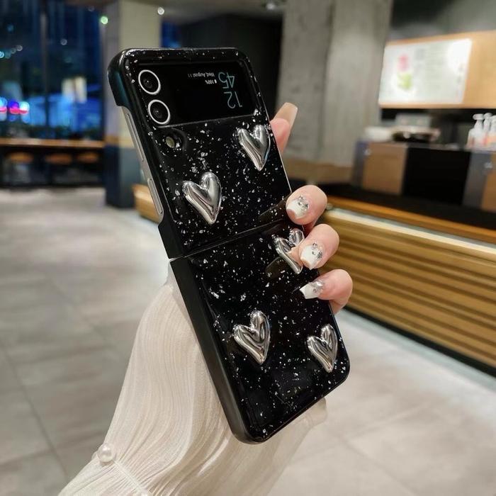 SALE Compatible Case 3D Case Samsung Galaxy Z flip 7 Z Flip 6 Z Flip 5 Z Flip 4 Z Flip 3 Black