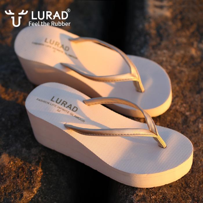 Lurad Sandal Wedges Karet Cewek Sandal Jepit Lebaran Model Tinggi Premium Sandal Wanita Murah High