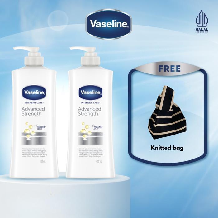 i0cc- [Free Knitted Bag] Vaseline Healthy Bright Care Advanced 400Ml Twinpack