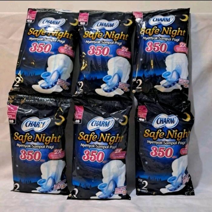 qgk4- Charm Safe Night Pembalut 35Cm 1 Renceng 10Plastik..Per Plastik Isi 2Pcs Pembalut