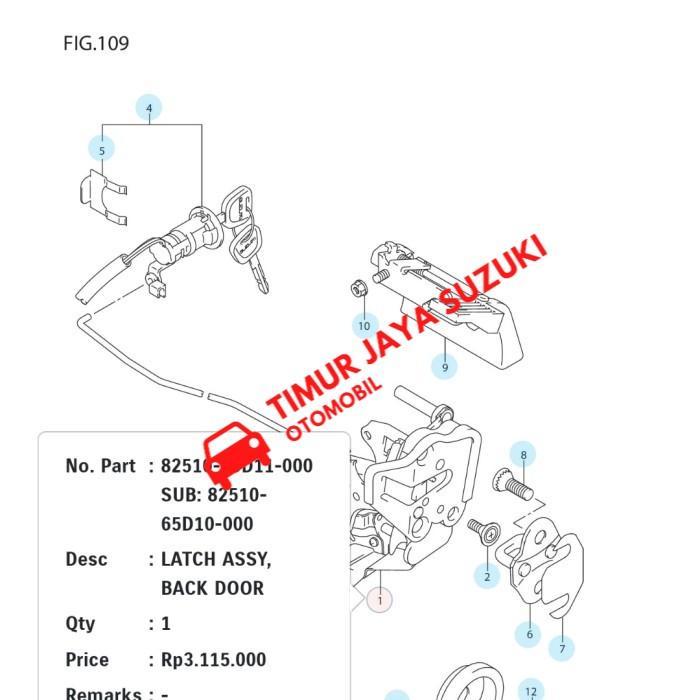 Baru Door Lock Pintu Bagasi Escudo 2.0, 1.6, Grand Escudo Xl7 Asli Sgp Sparepart Suzuki Ori