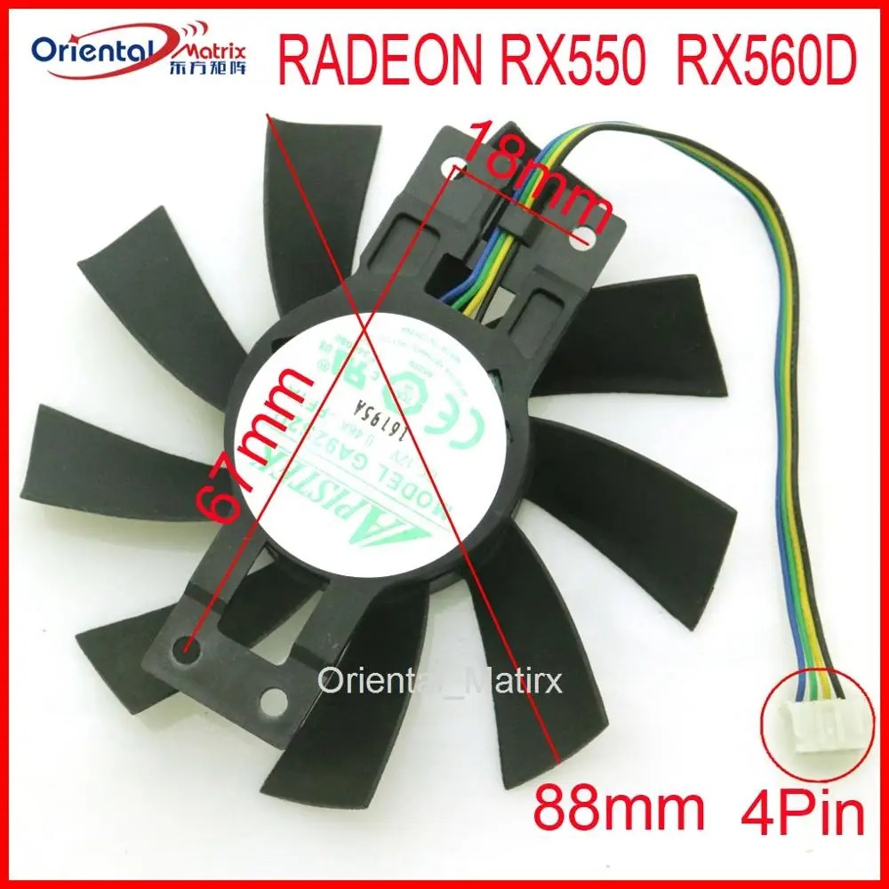 Ga92S2U - Pfta 12V 0.46A 4Pin 88Mm Vga Fan For Dataland Radeon Rx550 Rx560D Graphics Card Cooler