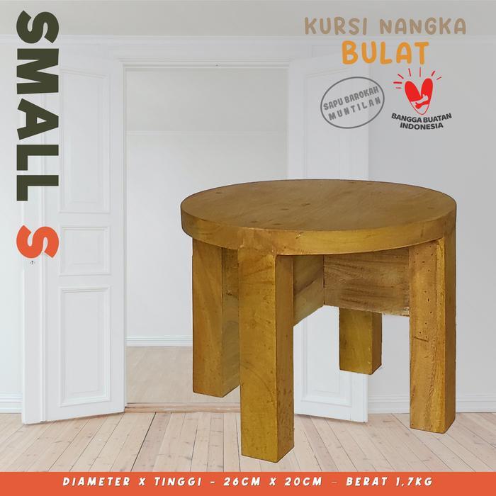 Kursi Bangku Jongkok / Dingklik Kayu Nangka Tipe Bulat Small Original