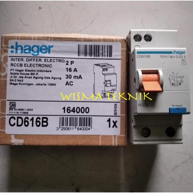 CUCI GUDANG ELCB / RCCB 2P 16A HAGER TYPE CD616B