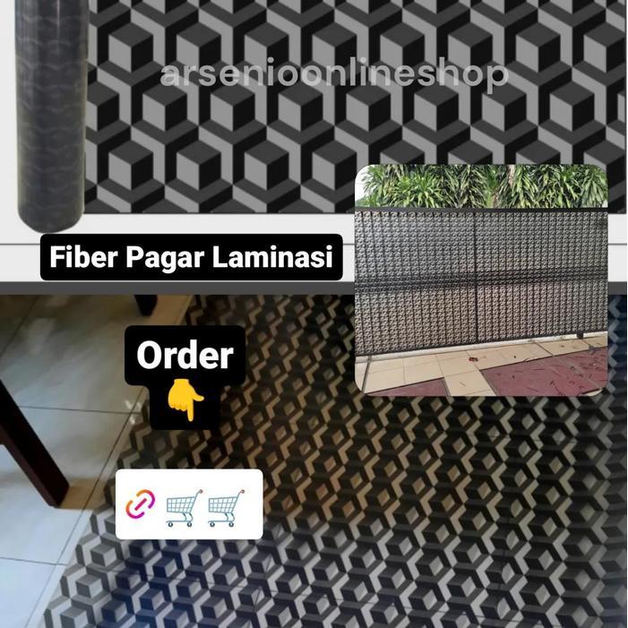 Fiber Penutup Pagar Plastik - Motif Master Art 3D Kubus Laminasi