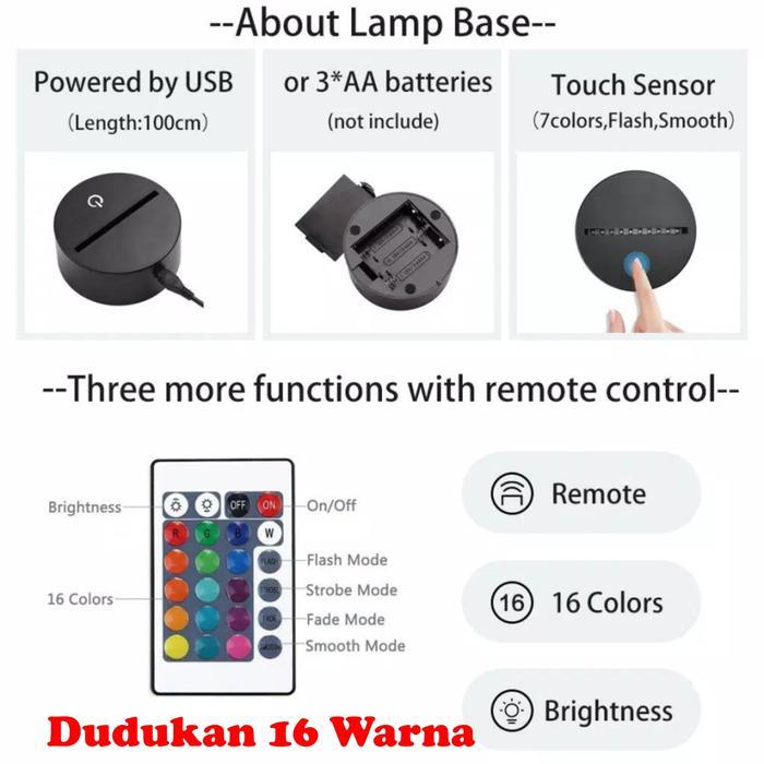 Lampu tidur akrilik custom base bulat remote touch switch