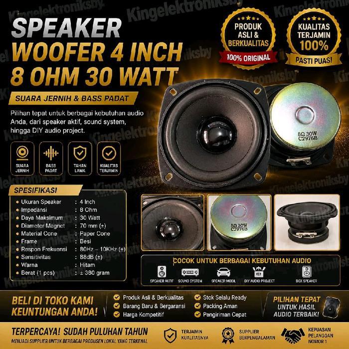 TERMURAH Speaker Woofer 4 Inch 8 ohm 30 Watt