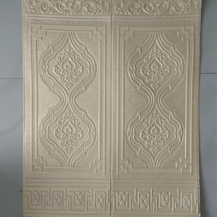 NEW Wallpaper Dinding Sticker 3D Motif Kayu Jati Jendela Foam 5MM Lantai