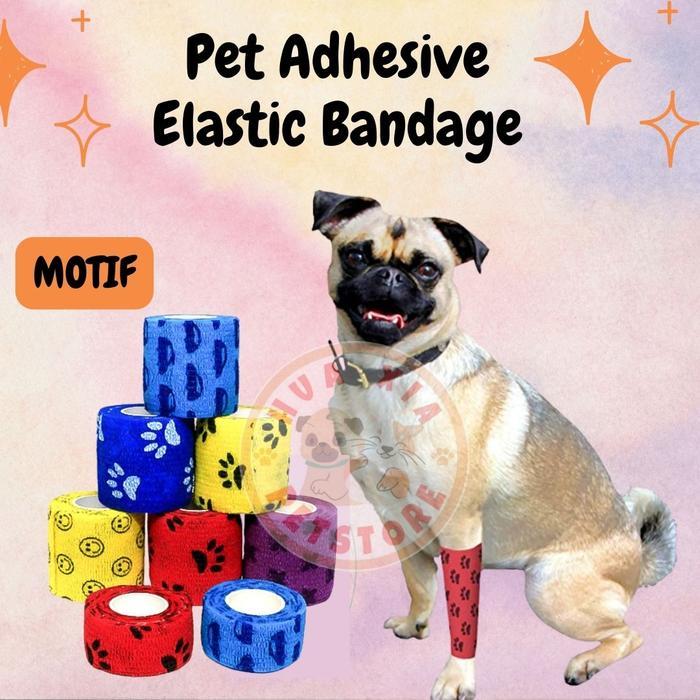 Pet Dog Cat Aid Elastic Adhesive Bandage Plester Anjing Kucing - Motif