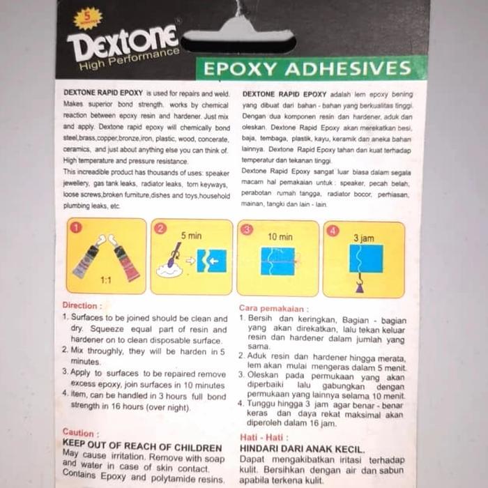 NEW LEM Resin Besi 5 menit EPOXY CLEAR BENING Kayu Akrilik - DEXTONE