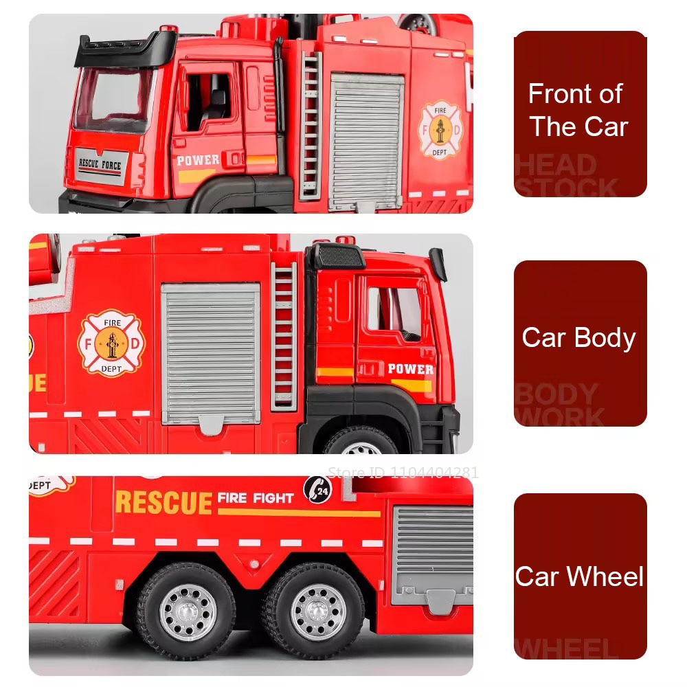 1:32 Fire Engine Model Toy City Sanitation Sweeper Diecast Metal Truck Doors Opened Sound Light