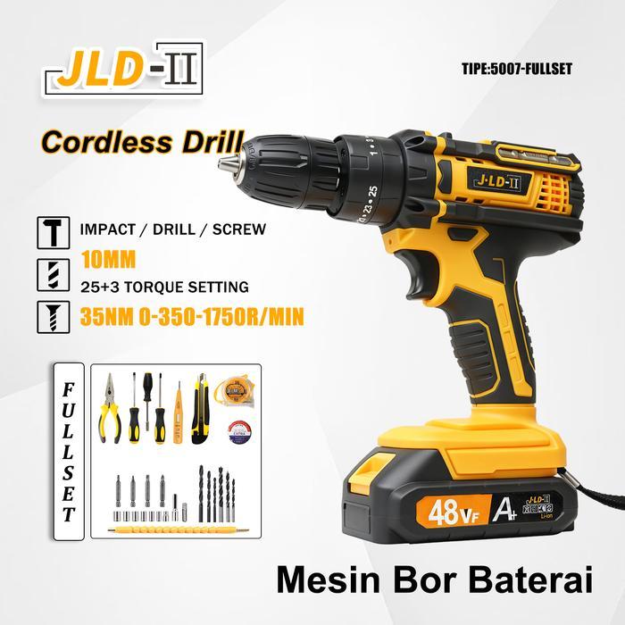 Stanley Tools - Jld-Ii Cordless Drill 48Vf Impact Fullset Murah Mesin Bor Baterai Bor Cas 2 Batre