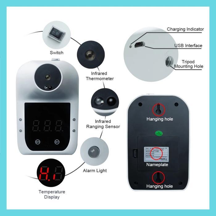 Wall Termometer Counter Dinding Pengukur Suhu Badan Tempel GP100