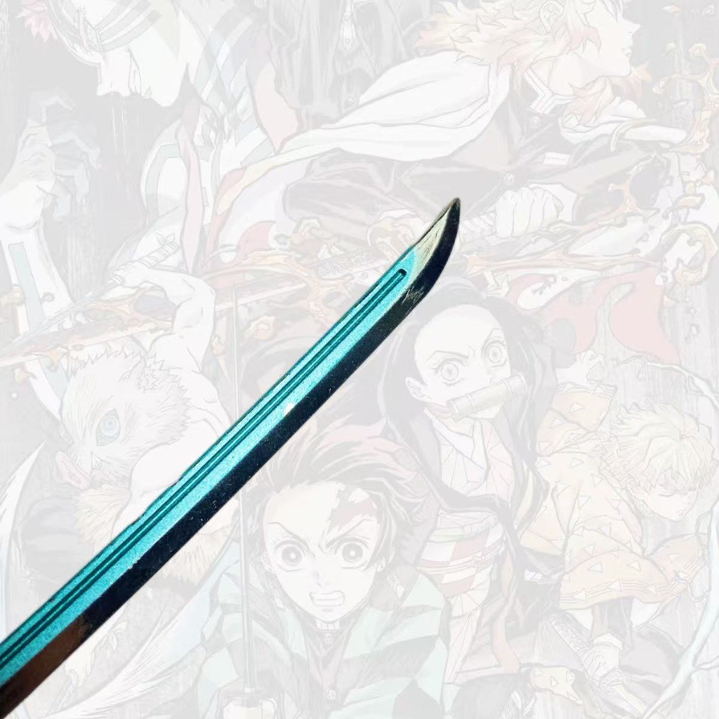 9.5inch Demon Slayer Tokito Muichiro Nichirin Blade Gold Black Blue Metal Sword Japanese Samurai