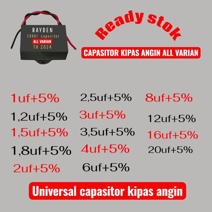 TERBARU kapasitor Kipas Angin CBB61 TH 2024 rayden universal kipas angin capasitor rayden CBB61 all