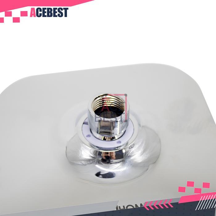Head Shower Kamar Mandi Dan Pipa Kotak Hitam Minimalis Bahan Abs Chrome 1/2 Inch Dp-323+Wg-238