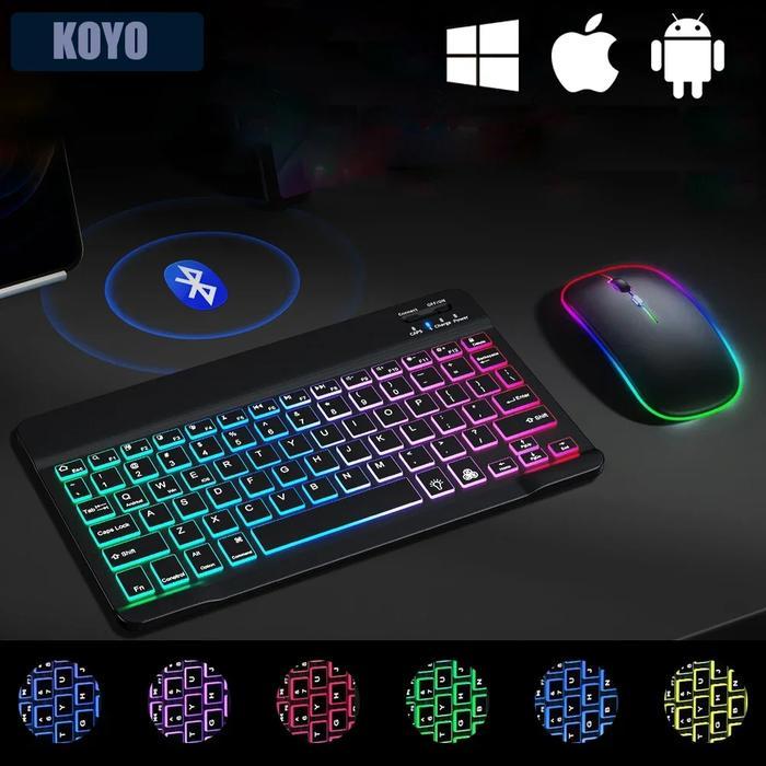 Mini Wireless Keyboard And Mouse RGB Bluetooth Keyboard Mouse Set