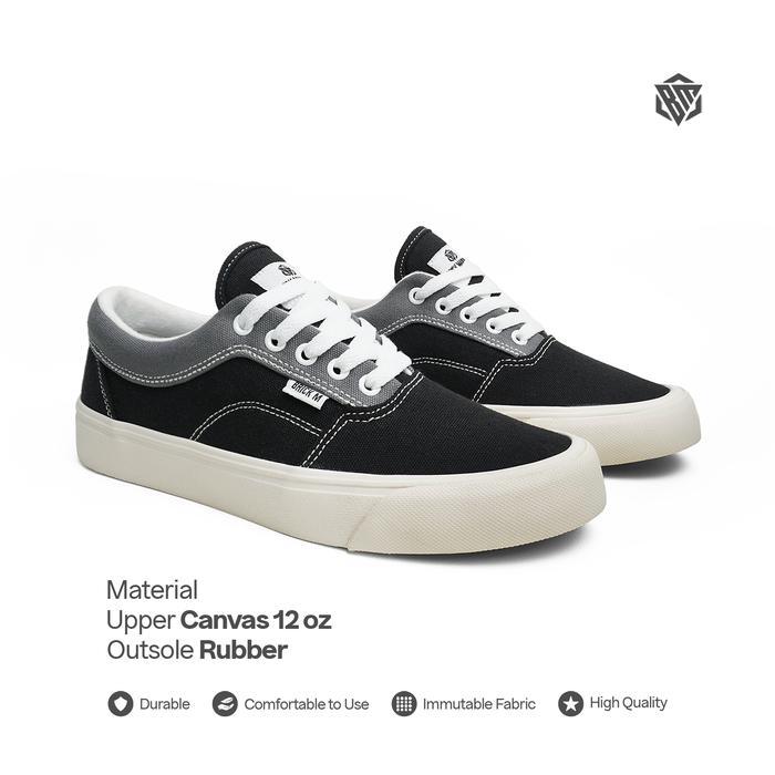 Oriva - Skaters Black Grey Sepatu Sneakers Casual Pria Wanita Terbaru 