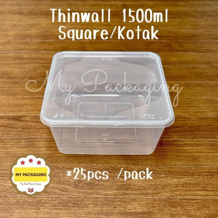 SALE KIIP Thinwall Square 1500ml Kotak - 25 pcs merek Kiip Plastic READY
