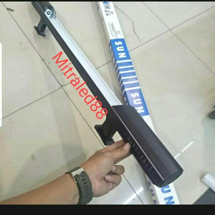 Kap Lampu Tl Bambu Sun 1X18/1X8W Led Set Lampu Philips 8Watt Putih #Gratisongkir