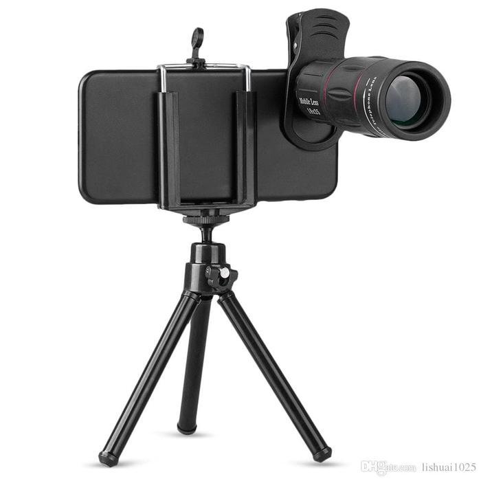 Teropong Hp / Teleskop 18X Super Jarak Jauh Hp Dan Kamera + Tripod