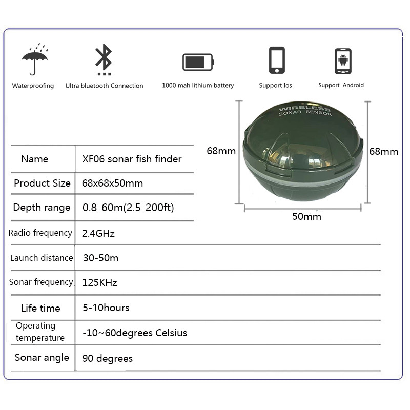 Brand New Smart Phone Sonar Sensor Bluetooth Intelligent Fish Finder Android & Ios Fish Visual