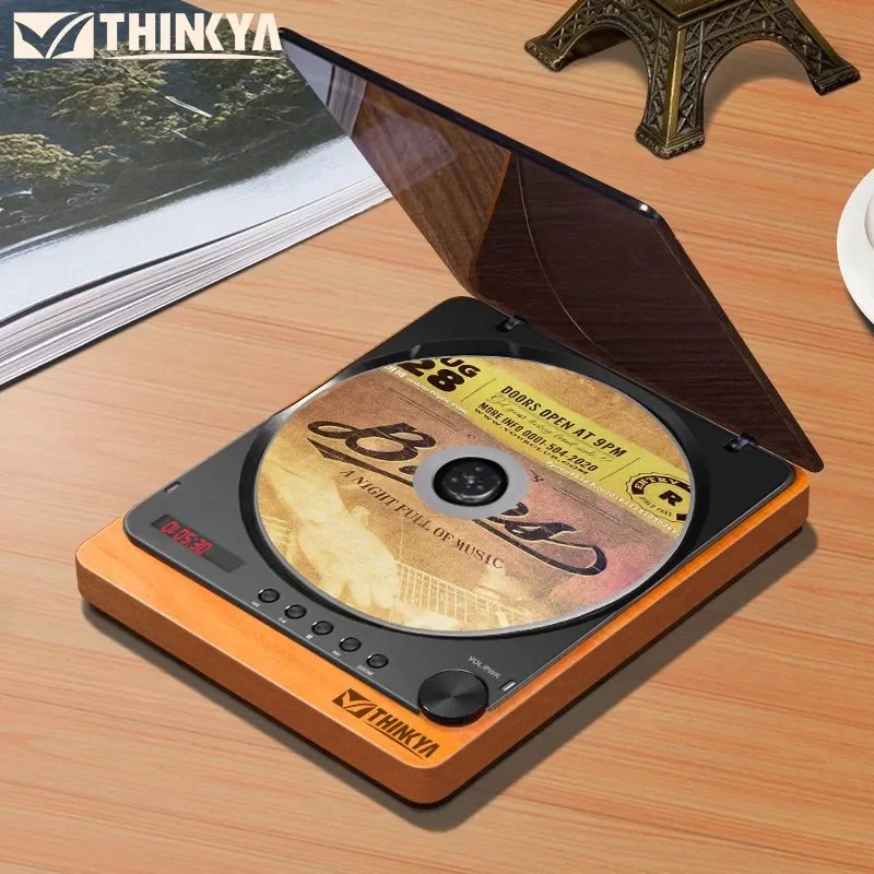 CD Player Retro Elegant Hifi CD Player Portable Home Audio Player Optical Output High-fidelity