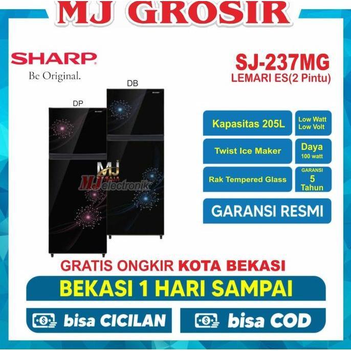 KULKAS SHARP SJ 237 MG LEMARI ES 2 PINTU SJ237MG SJ 237MG - dus bawaan