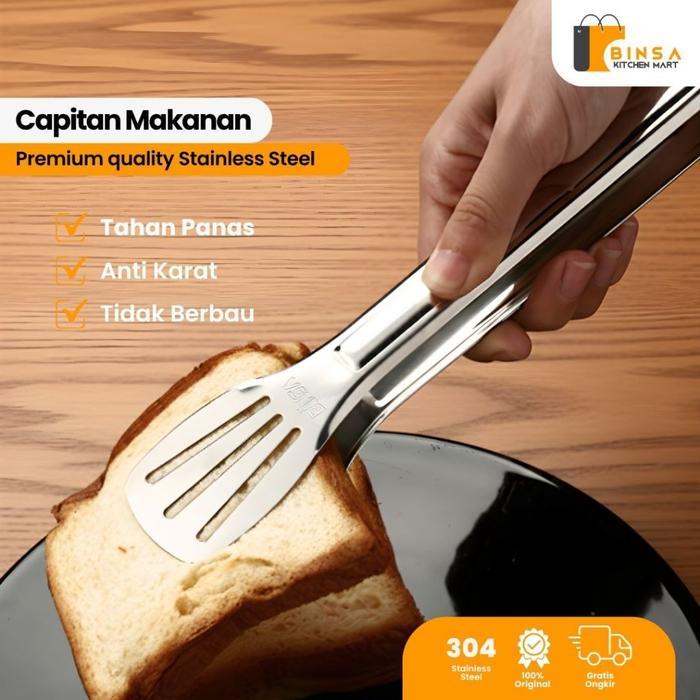 BINSA - Capitan Makanan Stainless Penjepit Gorengan Tebal Kuat 82B-12