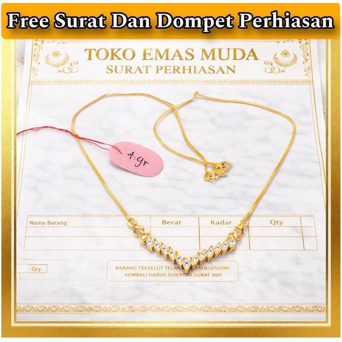 Kalung Fuji Premium Berlapis Emas Muda Mewah Elegan Perhiasan Fashion Wanita Dapat Surat Dari Toko
