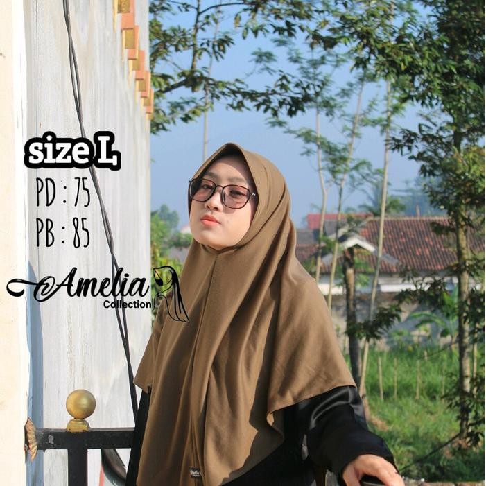 Sedia Jilbab Amelia Bahan Kaos TC Size M-Jumbo Wanita Muslim Instan - Nyaman, Panjang