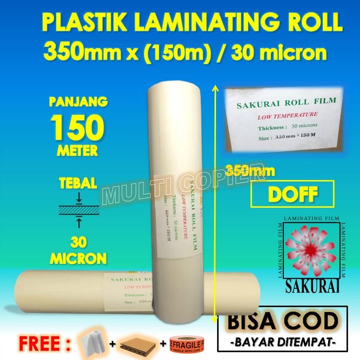 Plastik Laminating Film Roll Sakurai Doff 350 Mm X 150 M 30 Micron