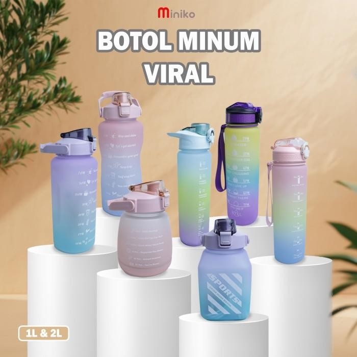 (Best) Botol Minum Motivasi 1Liter - Tumblr Jumbo Viral - Botol Minum Viral