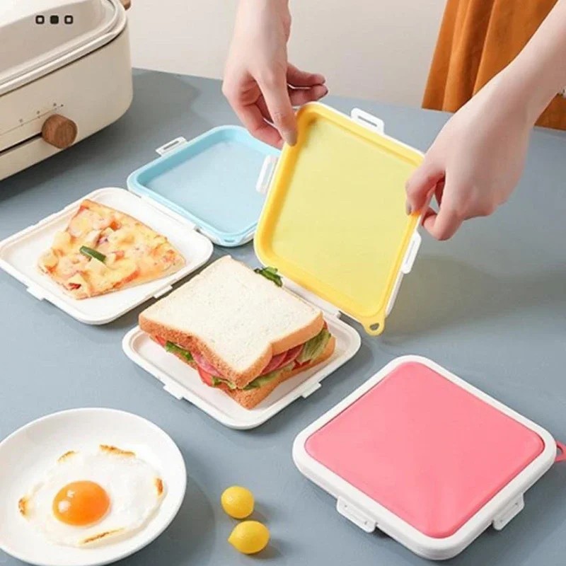 Sandwich Toast Bento Box Portable Reusable Silicone Sandwich Bread Storage Box Environmentally