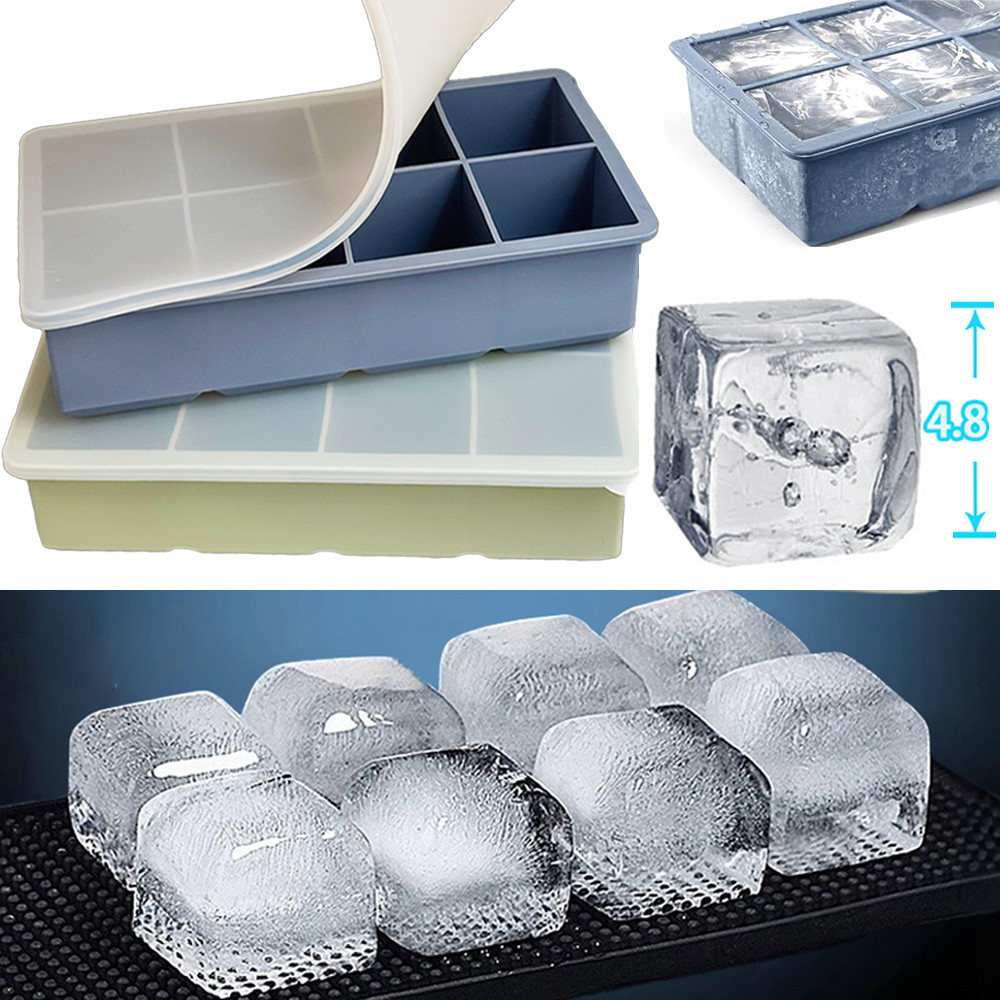 Ice Cube Tray Big Ice Tray Mold Silicone Ice Cube Square Tray Ice Cube Maker Ice Cream Tools 8 Grid